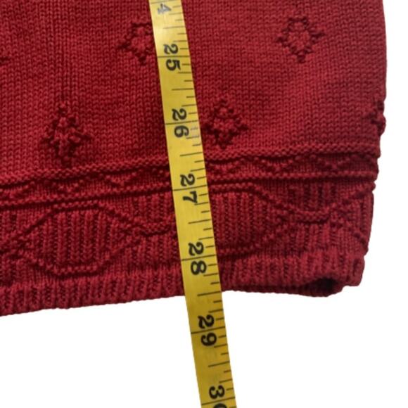 Vintage Express Sweater Tricot Burnt Red Cotton Knit Textured Scoop Neck XS NEW - Picture 11 of 12